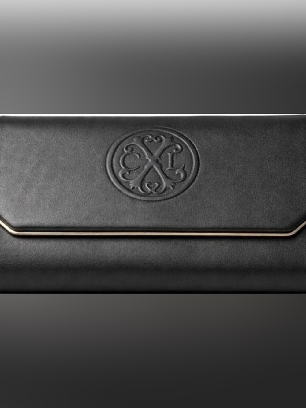Christian Lacroix Black Leather Embossed Wallet with Gold Trim